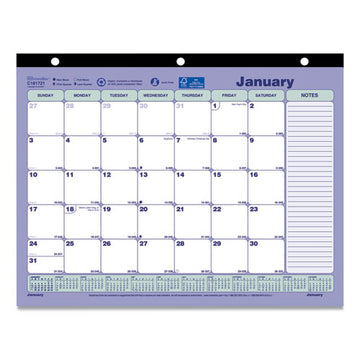 Brownline® Monthly Desk Pad Calendar, 11 X 8.5, White-blue-green Sheets, Black Binding, Black Corners, 12-month (jan To Dec): 2022 freeshipping - TVN Wholesale
